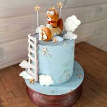 ROARING GOOD TIME 1pc Airplane Cake Topper Decoration, Time Flies One Year Old Birthday Decor, Airplane Theme Gender Reveal Party Supplies - Brown - View 8