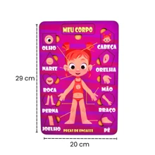 Brinquedo Quebra Cabeça Infantil Corpo Humano Educacional Anatomia 10 pçs - Rosa Bebê - Visão 6