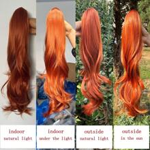 Ponytail Extension Claw Curly Wavy Clip In Hairpiece Ponytail Hair Extensions Orange Long Pony Tail Synthetic For Women - Orange - View 6