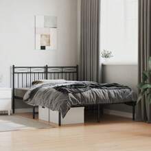 Sturdy Black Metal Bed Frame With Headboard 140x190cm No Mattress Included - Black - View 1