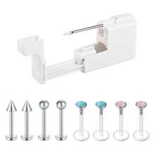 2-31pcs Body Septum Piercing Kit 14G 16G 18G 20G 22G Tools For Nose Tongue Lip Ear Eyebrow Belly Button Cartilage Tragus Industrial Barbell Helix Daith Piercing Jewelry Clamps