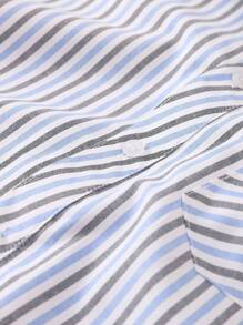 男童长袖条纹衬衫，带真口袋，休闲撞色儿童正装衬衫，凉爽春秋上衣