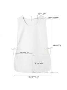 1pc Unisex Apron For Home Cleaning, Pinafore Style With 2 Pockets - Solid Color - View 2