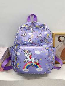 1 件新款儿童书包，适合返季，大容量印花休闲简约轻便护脊背包，可爱卡通独角兽，彩虹，动画，透气，超轻，抗菌，耐磨，防盗，抗震，减负，防割，教育，适合幼儿园，小学生，中高年级，学校，购物，旅行，秋冬季日常使用。背包，书包，儿童书包，小背包，书包学校，学校背包，背包，儿童书包，儿童行李箱，儿童背包，幼儿背包，迷你背包，幼儿园书包非常适合女孩，孩子，学校女孩，青少年女孩儿童旅行包，儿童女孩书包，独角兽 - 獨角獸雙肩包 - 查看 15