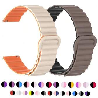 Silicone Magnetic Watch Bands Compatible With Samsung Galaxy Watch 6/5/4 Band 40mm 44mm/Watch 6 Classic Band 43mm 47mm/Watch 5 Pro 45mm/Watch 4 Classic, 20mm 22mm Silicone Magnetic Sport Strap For Women Men