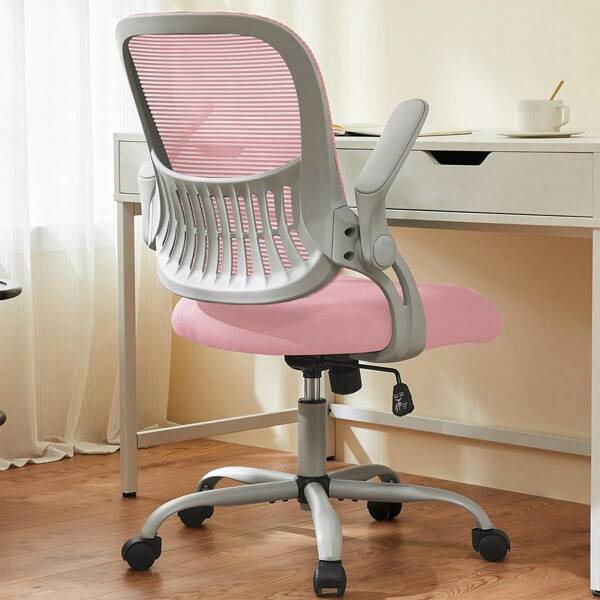 Office Computer Desk Chair, Ergonomic Mid-Back Mesh Rolling Work Swivel Task Chairs With Wheels, Comfortable Lumbar Support, Comfy Flip-Up Arms For Home, Bedroom, Study, Student