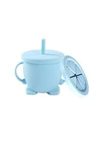 1pc Silicone Cup With 1pc Snack Lid, Infant Baby Training Cup, Anti-Spill Milk/Water Cup With Handles & Straw, Children Beverage Cup