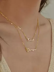 Custom 2 Names Necklace, Custom Double Chain Name Necklace, Layered Personalized Name Necklace, Mothers Necklace, Couple Necklace, Anniversary Gift