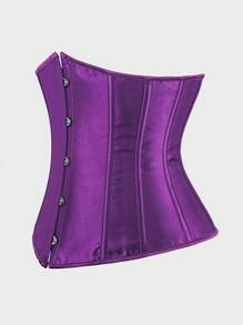 Underbust Corsets For Women,Corset Belt Tummy Control Lace Up Satin Corset,Under Boob Corset Women's Lingerie & Shapewear - 紫色 - 查看 2