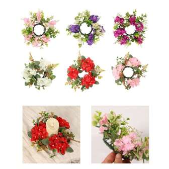 1 Set Artificial Hydrangea Flower Wreath, Candle Holder Floral Decoration For Home, Restaurant, Cafe, Holiday Dining Table, Wedding Party, Round Circle Wreath For Decoration, Accessories, Gatherings, Valentine's Day, Gift