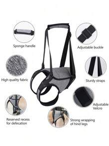 Arnés elevador ajustable para perros grandes, con acolchado suave, soporte para patas traseras para perros con discapacidad, lesiones en las articulaciones o de edad avanzada - Gris - Ver 8