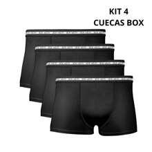 Box Wear Kit Of 4 Men's Microfiber Boxer Briefs, Adjustable To The Body, Comfortable And Does Not Form Pills - 黑色 - 查看 1