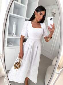 Laise Cotton Dress - trắng - Xem 1