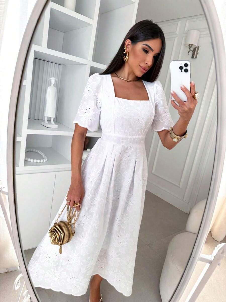 Laise Cotton Dress - trắng - Xem 1