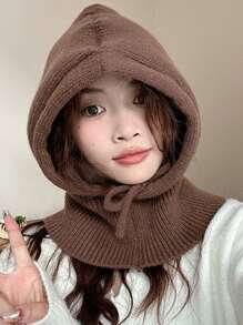 Balaclava Hat For Women, Winter Warm Knitted Headwear With Scarf, Ear Protection - Hat - View 3