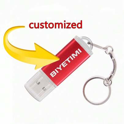 128GB High-Speed Customized Logo Color USB Flash Drive, 2.0 Metal USB Stick 8GB/16GB/32GB/64GB USB Storage Card, USB Photography Gift Memory Disk, Laser Printing