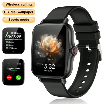 全新升级款男女通用智能手表，多种运动模式，距离追踪，音乐控制，遥控拍照，无线通话，可自定义表盘，多功能智能手表，消息/闹钟提醒，天气显示，1.44英寸全触控屏幕，兼容智能手机，理想的圣诞礼物
