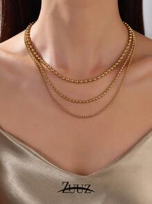 1 pièce Collier à chaîne de perles en acier inoxydable de 2 mm, 3 mm, 4 mm pour femmes et hommes. Colliers à perles rondes. Ras-de-cou pour femmes. Cadeau pour meilleurs amis