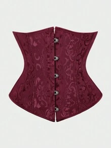 Underbust Corsets For Women,Corset Belt, Women's Floral Jacquard Lace Up Under Boob Corset Slimmer Body Shaper - Màu Đỏ Sâu - Xem 1