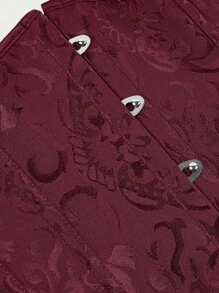 Underbust Corsets For Women,Corset Belt, Women's Floral Jacquard Lace Up Under Boob Corset Slimmer Body Shaper - Màu Đỏ Sâu - Xem 5