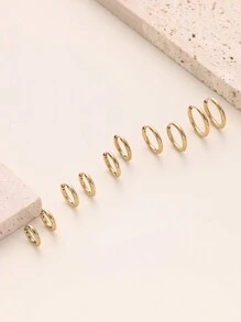 5 Đôi Bông Tai Vòng Nhỏ Cho Nữ: Bông Tai Vòng Huggie Mạ Vàng 18K Cho Sụn Helix Tragus, Bông Tai Hoop Nhỏ Bé - Vàng - Xem 10