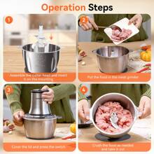 1.8L Electric Meat Grinder, Stainless Steel Bowl, 4 Sharp Blades, 2 Speeds For Chopping Meat, Garlic And Other Ingredients, 500W Electric Chopper, Detachable And Easy To Clean - Phích cắm loại C của EU (220-240V) - Xem 4
