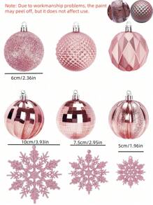 12pcs-Pink Christmas Balls Ornaments,60mm/2.4 In Shatterproof Plastic Decorative Xmas Tree Ornaments, Assorted Christmas Ball Ornaments For Wedding Mothers Day Party Decorations