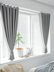 1 Stück dickes Verdunkelungsvorhang, Schlafzimmer Blackout Thermovorhang mit Ösen, minimalistischer Ösenoberteil verdunkelt Raum, bietet Privatsphäre, grauer Vorhang, geeignet für Schlafzimmer, Wohnzimmer, Küche - Grau - Übersicht 1