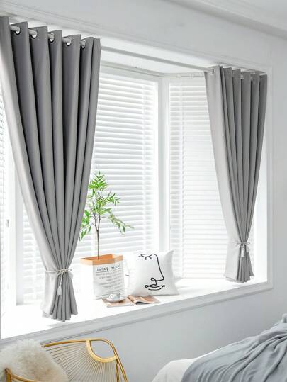 1pc Thick Blackout Curtain, Bedroom Blackout Thermal Curtain With Eyelets, Minimalist Eyelets Top Darkens Room, Provides Privacy, Grey Curtain, Suitable For Bedroom, Living Room, Kitchen
