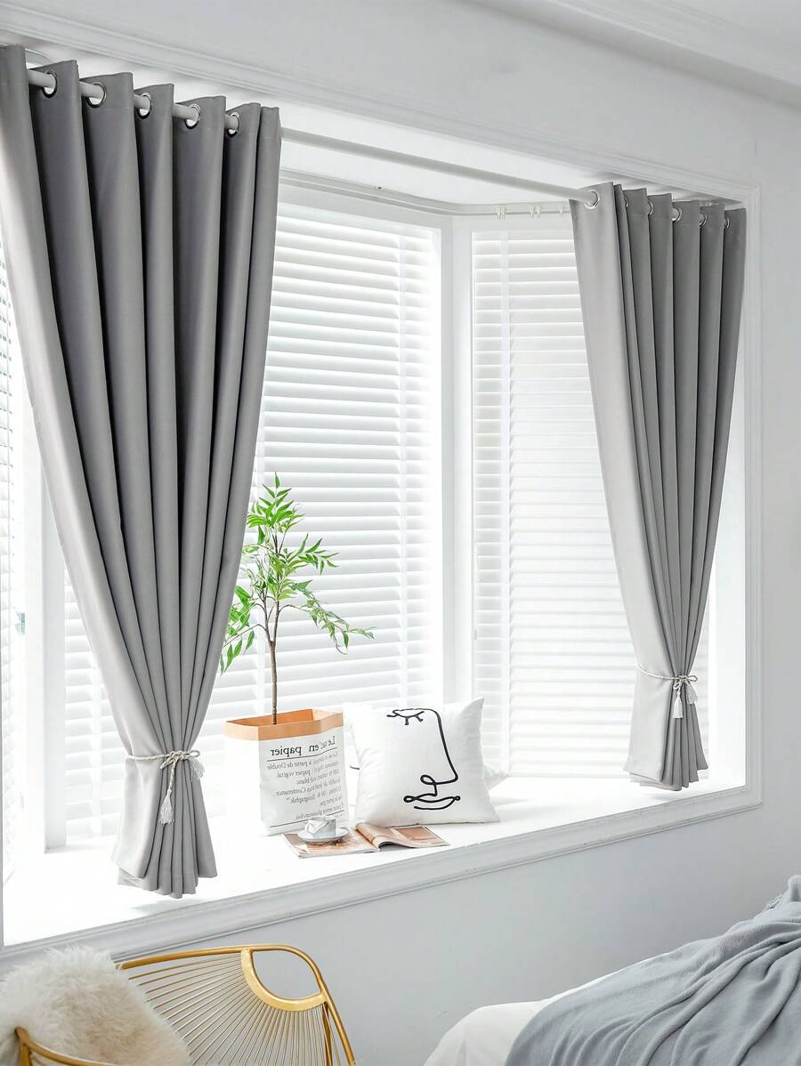 1 Stück dickes Verdunkelungsvorhang, Schlafzimmer Blackout Thermovorhang mit Ösen, minimalistischer Ösenoberteil verdunkelt Raum, bietet Privatsphäre, grauer Vorhang, geeignet für Schlafzimmer, Wohnzimmer, Küche - Grau - Übersicht 1