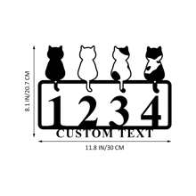 1 Piece Metal Four Cute Cats Pattern Address Door Plate, Cartoon Aesthetic Wall Decoration, Outdoor Doorway Sign, Residence Living Room Office Decoration, Ideal For Valentine's Day, Christmas Gift, Personalized Gift