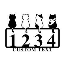 1 Piece Metal Four Cute Cats Pattern Address Door Plate, Cartoon Aesthetic Wall Decoration, Outdoor Doorway Sign, Residence Living Room Office Decoration, Ideal For Valentine's Day, Christmas Gift, Personalized Gift