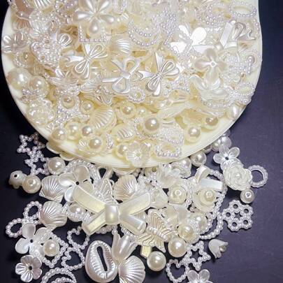 100 حبة/عبوة لؤلؤ أكريليك مزيف معاصر لاشكال 8-16 مم أبيض مرش للدهان، للاستخدام في DIY الأساور والقلائد وسلاسل الهاتف