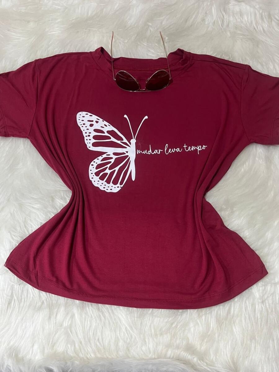 Plus Size Women's Viscolycra T-Shirt With Simple Women's Print New - Màu Đỏ Sâu - Xem 1