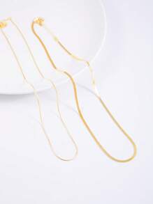 FOREVER QUEEN S925 Sterling Silver Double Layer Snake Bone Chain Women's Fashion Simple  Chain - Gold - View 7