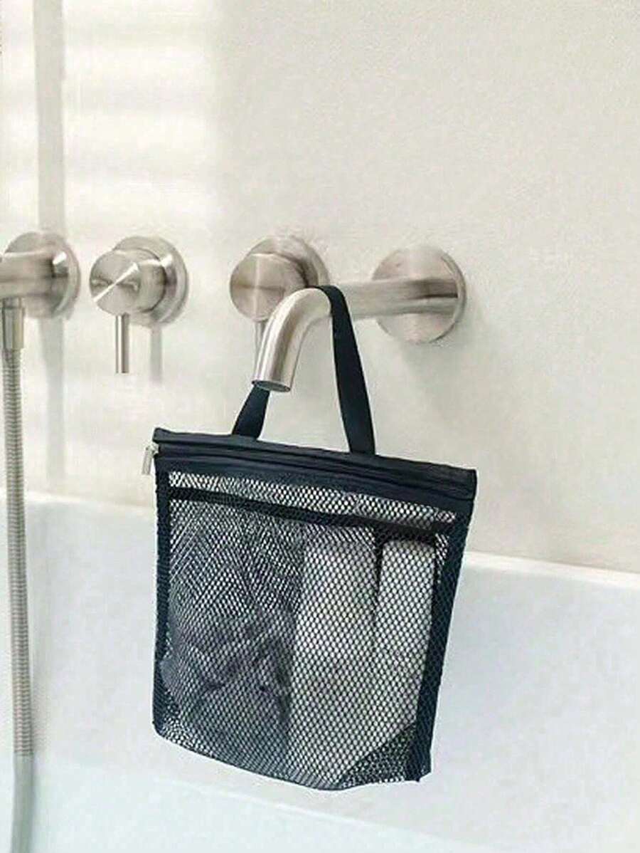 1个轻便网眼淋浴袋旅行化妆包,大容量轻便洗漱包手提包,便携式悬挂浴室收纳袋,大容量轻便洗漱手提包淋浴袋,多功能化妆品收纳袋可爱手提包 - 藏蓝色 - 查看 1