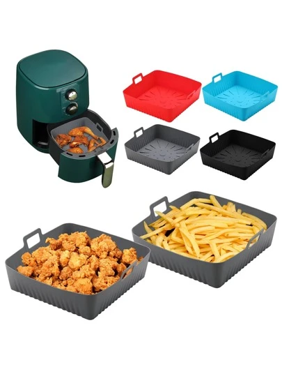 Square Silicone Air Fryer Liner Tray - Deep Fryer Parts & Accessories, Non-Stick, Easy To Clean, Dishwasher Friendly, Heat Resistant, Air Fryer Basket Accessories
