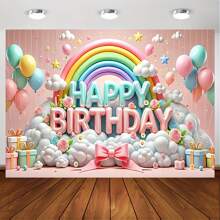 1pc Bóng bay 3D hình cầu vồng mừng sinh nhật Quà tặng nền, Biểu ngữ trang trí bàn tiệc sinh nhật em bé nhiều màu, Đạo cụ phông nền chụp ảnh - nhiều màu - Xem 2