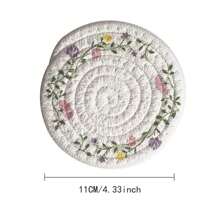 1 件花卉餐垫装饰编织涤纶纱圆形大号吸水杯垫耐热锅垫加厚防滑隔热餐垫适用于餐具餐桌花瓶烛台客厅厨房乔迁派对礼物家居装饰 - 花卉 - 查看 4