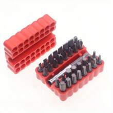 33pcs Screwdriver Bit Set, Hex, Star, Slotted, Perfect Tool Accessories - Red - View 2