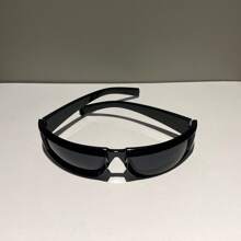 Men Women Y2k Oval Silver Black Hipe Rapper Style - 黑色 - 查看 5