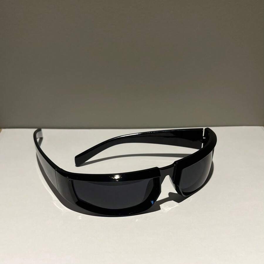 Men Women Y2k Oval Silver Black Hipe Rapper Style - 黑色 - 查看 1