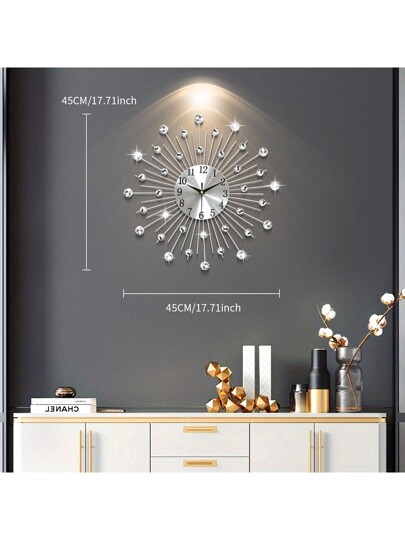 1pc Moderne Metal Wand Clock, Silent Art Home Living Room, Bedroom, Hotel, Cafe, Office, Ho warming Festival ation, Room Birthday Graduation Klok Bedroom Dormitory Back To School view 2