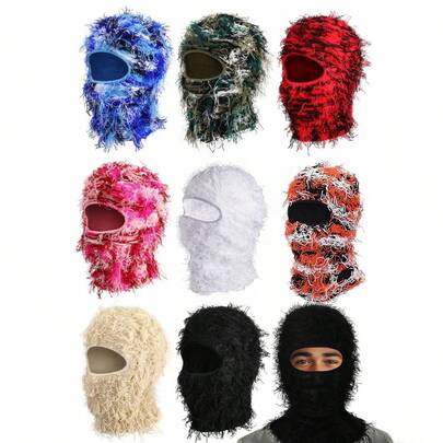 1 pieza Pasamontañas grueso y cálido para el invierno, pasamontañas unisex para esquí/Navidad/deportes al aire libre, bufanda cuello de punto cortavientos, sombrero combinado para hombres y mujeres, máscara facial para climas fríos