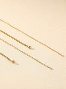 Nooxian 1pc Women's Simple Minimalist Stainless Steel Chain Belt - Yellow Gold - View 3