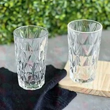 Kit 2 Diamond Resistant Glass Cups 370 ML Transparent - 透明的 - 查看 3