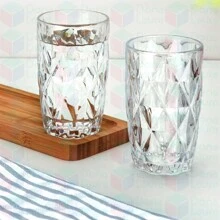 Kit 2 Diamond Resistant Glass Cups 370 ML Transparent - 透明的 - 查看 7