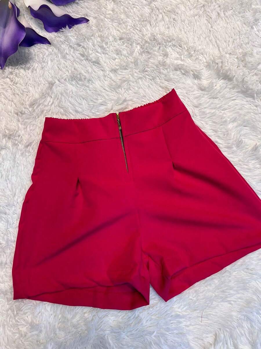 REED Women's Shorts With Zipper Details On The Front And Elastane At The Waist - Màu Hồng Tươi - Xem 1