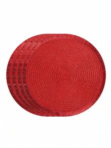 Set di tovagliette circolari intrecciate con glitter e nappe, set di sottobicchieri naturali intrecciati, lavabili e antiscivolo, adatti per tavoli da pranzo, riunioni domestiche, Ognissanti, Natale, feste di matrimonio, disponibile in 2, 4 o 6 pezzi (38 cm)