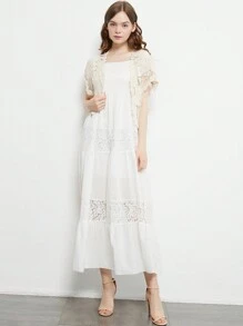 Women's Lace Shrugs Short Sleeve Crop Bolero Open Cardigans For Wedding Evening Dresses - White - View 7